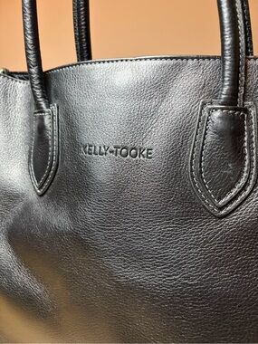 Kelly Tooke Designer Black and Cream Leather Tote Bag